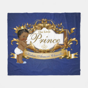 Royal African Prince Blue und Gold Extravagant Fleecedecke