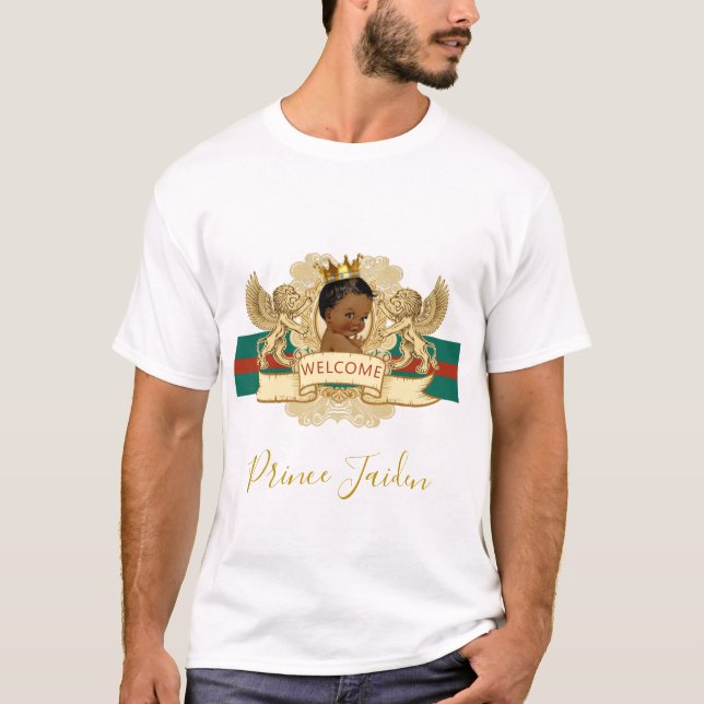Royal African Prince|Green & Red Baby Dusche T-Shirt (Vorderseite)