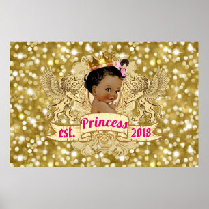 Royal African Princess Pink Gold Glitzer Extravaga Poster