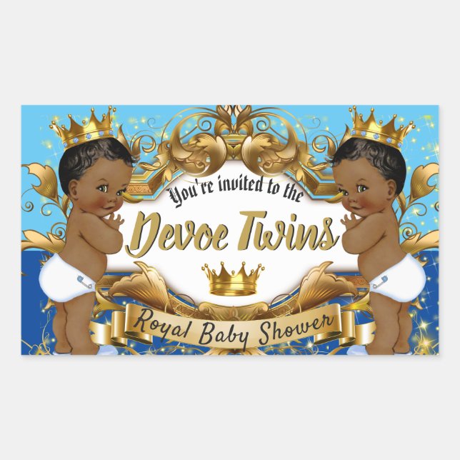 Royal African Twin BOYS| Blue & Gold Glitzern Rechteckiger Aufkleber (Vorderseite)