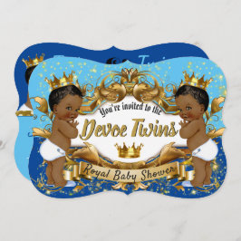 Royal African Twin {BOYS} Light|Dark Blue and Gold Einladung