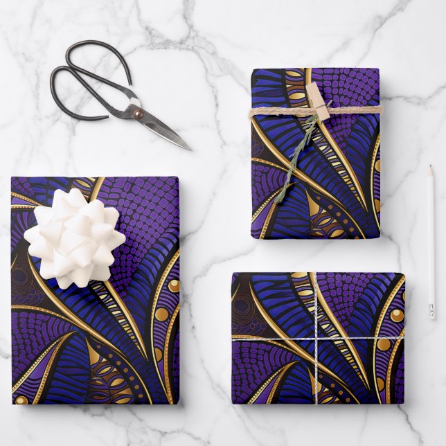Royal Afro Wax Pattern Geschenkpapier Set (Vorderseite)