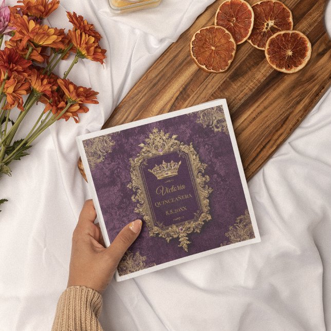 Royal Amethyst Quinceañera, Brauch Serviette (Von Creator hochgeladen)