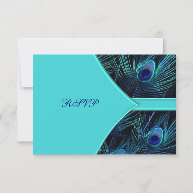 Royal Aquamarin Blue Peacock Wedding RSVP (Vorderseite)