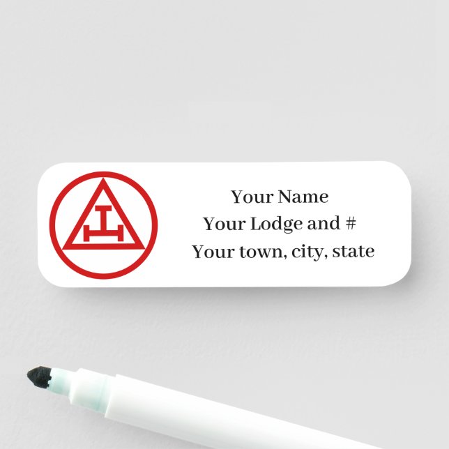 Royal Arch Freemason Masonic Namensschild (Beispiel)