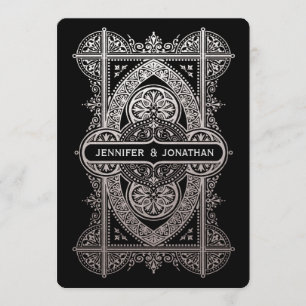 Royal Art Deco Hochzeitsaufenthalte - Silberstreif Einladung