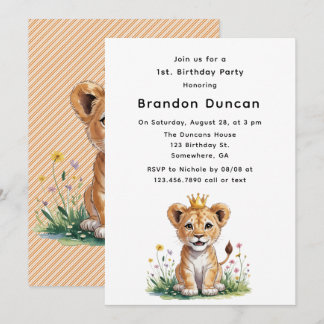 Royal Baby Lion 1. Geburtstagsfeier Einladung