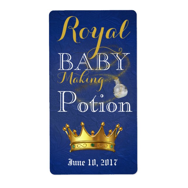 Royal Baby Making Potion Blue & Gold Flaschen Etik (Vorne)