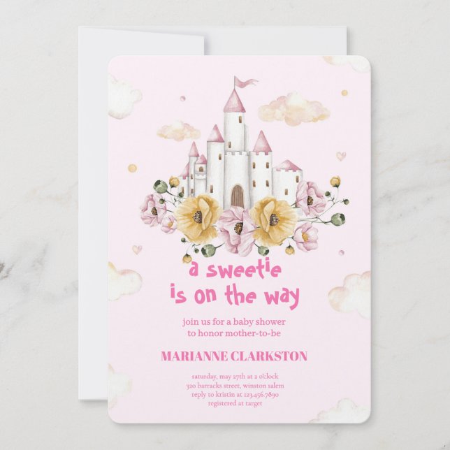 Royal Baby Shower in the Dream Castle Einladung (Vorderseite)