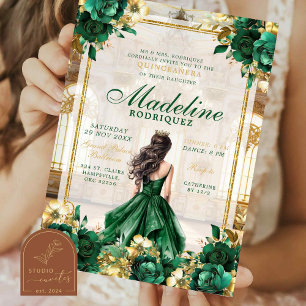 Royal Ballroom Emerald Green Quinceanera Einladung