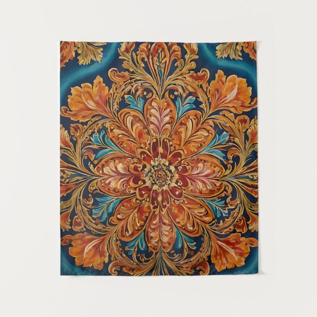 Royal Baroque Floral Tapestry Wandteppich (Vorderseite)