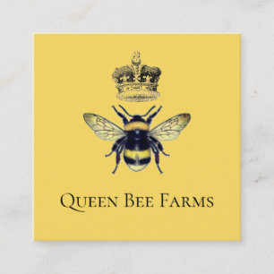 Royal Bee Majestic Crown Farm Apiary Gold Black Quadratische Visitenkarte