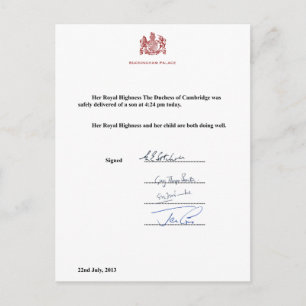 Royal Birth Announcement Postkarte