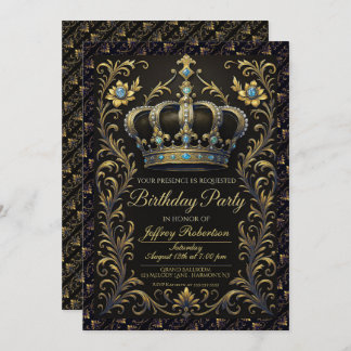 Royal Birthday Party Crown Ornate Invitation Einladung