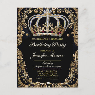 Royal Birthday Party Crown Verzierte Einladung Postkarte