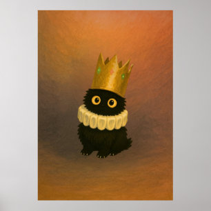 Royal Black Cat in Ghibli Style Crown Poster