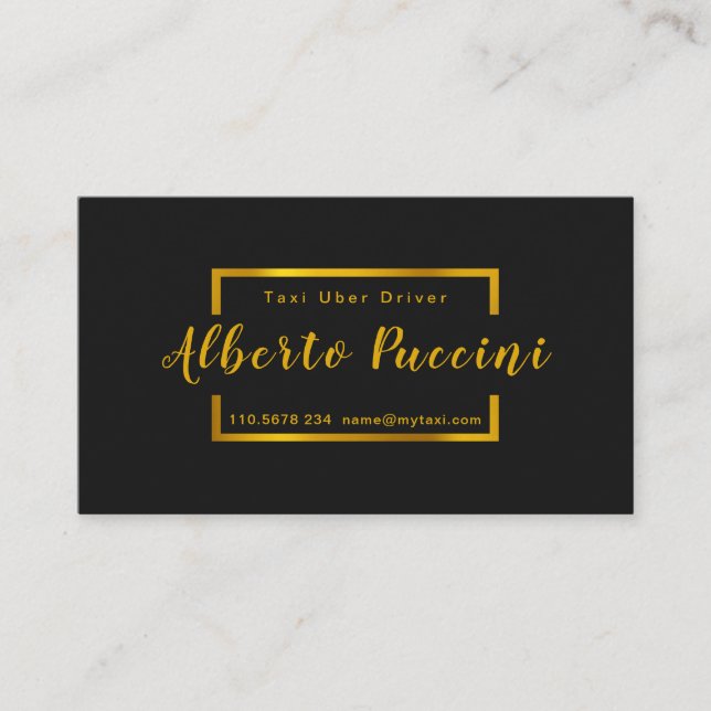 Royal Black Gold Minimalistisch Radiant Taxi Servi Visitenkarte (Vorderseite)