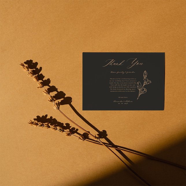 Royal Black Simple Minimalistisch Wedding Dankeskarte (Von Creator hochgeladen)