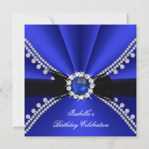 Royal Blau Faux-Diamant-Juwel Geburtstagsfeier Einladung