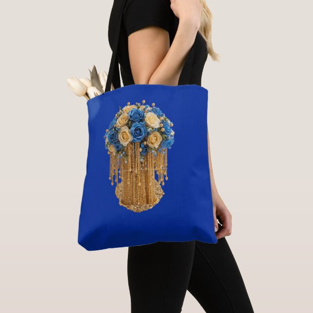 Royal Blau & Gold Blumen — Einkaufstasche (Von Nahem)