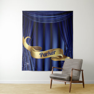 Royal Blau Gold Prinz Personalisiert Wandteppich