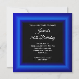 Royal Blau Rand und Schwarz Jeder Jahr Geburtstag Einladung