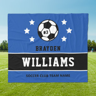 Royal Blau Schwarze Individuelle Fußballname Numme Fleecedecke