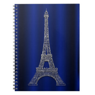 Royal Blau & Silber Eiffelturm Paris Moderne Glamo Notizblock