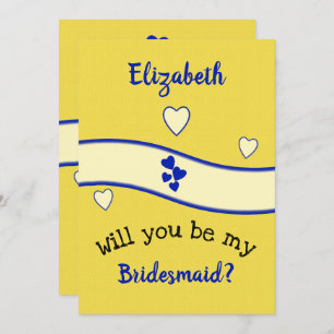 Royal blau und gelb werden Sie meine Bridesmaid se Einladung