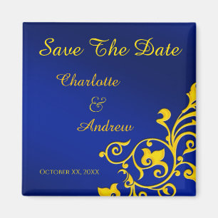 Royal Blau und Gold Save The Date Magnet