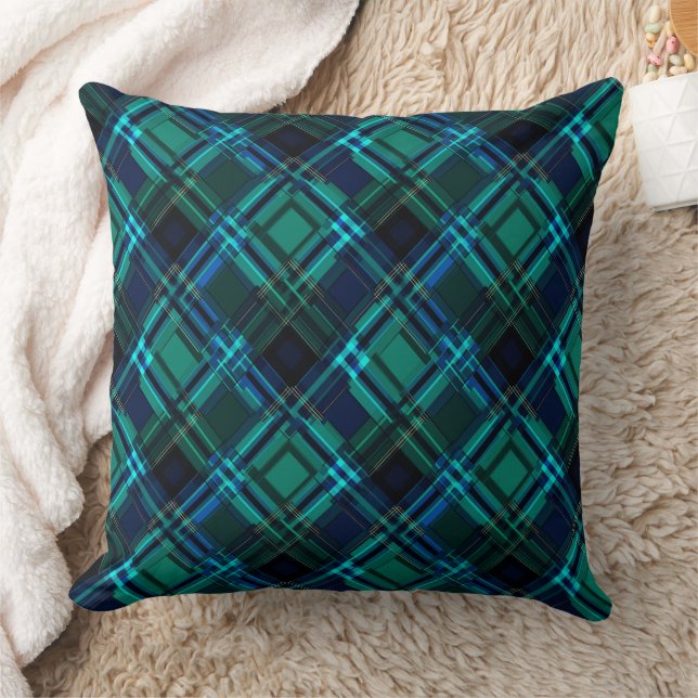 Royal Blau und grüner Tartan Kissen (Decke)