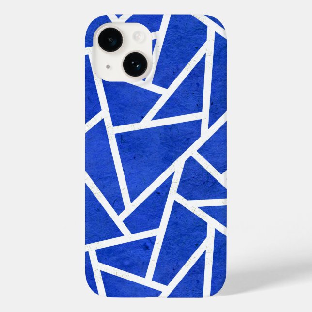 Royal-Blau-Weiß-Mosaik Case-Mate iPhone Hülle (Rückseite)