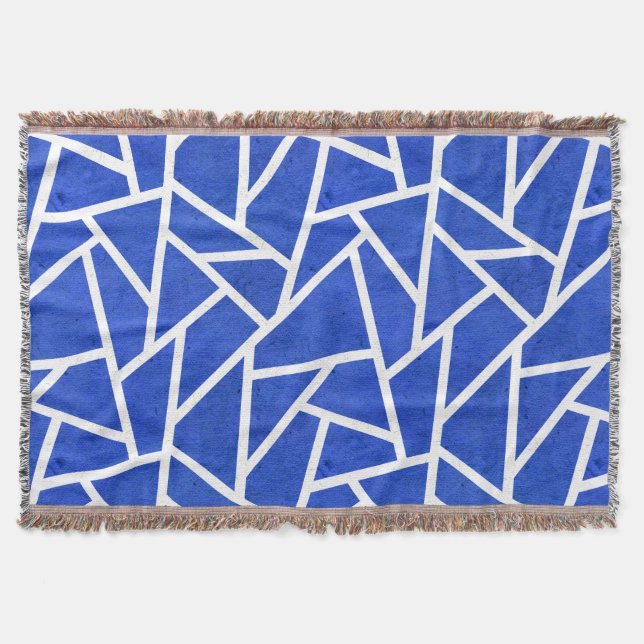 Royal-Blau-Weiß-Mosaik Decke (Vorderseite)