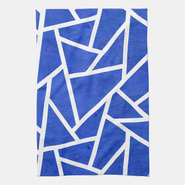Royal-Blau-Weiß-Mosaik Geschirrtuch (Vertikal)