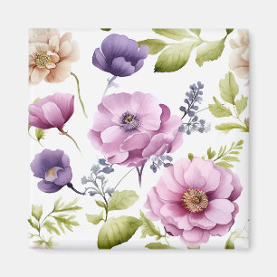 Royal Bloom Symphony Lila Floral Pattern Magnet