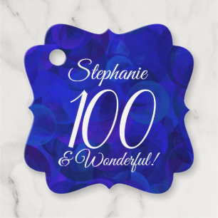 Royal Blue 100 und Wonderful Birthday Party Geschenkanhänger