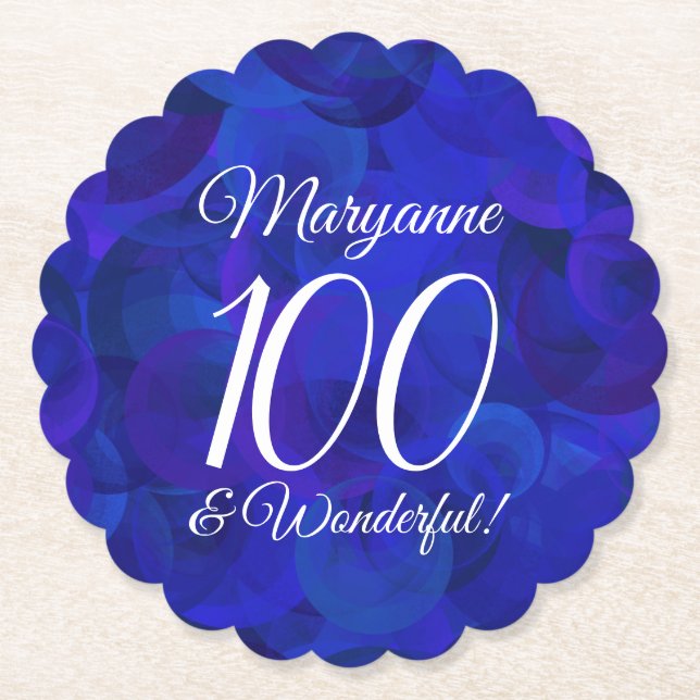 Royal Blue 100 und Wonderful Birthday Party Untersetzer (Vorderseite)