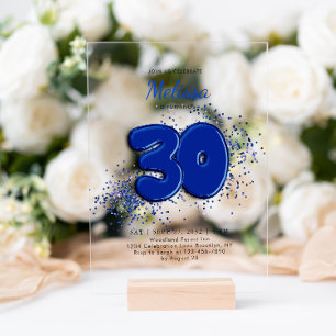 Royal Blue 30 Ballons Konfetti Erwachsener Geburts Acryleinladungen