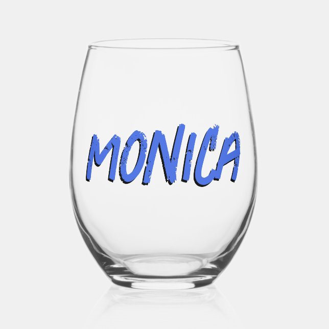 Royal Blue 3D Funny Modern Name Weinglas Ohne Stiel (Vorderseite)