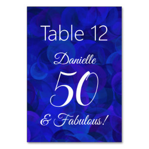 Royal Blue 50 und fabelhafter Name der Geburtstags Tischnummer
