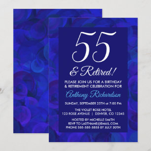 Royal Blue 55 und Ruhestand Ruhestandsfeier Einlad Einladung