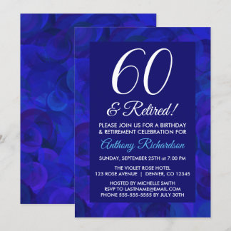Royal Blue 60 und Party für Rentenersatz Einladung