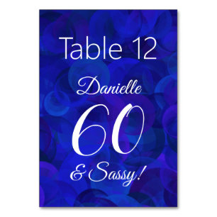 Royal Blue 60 und Sassy Birthday Party Name Tischnummer