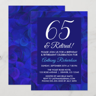 Royal Blue 65 und Party für Rentenersatz Einladung