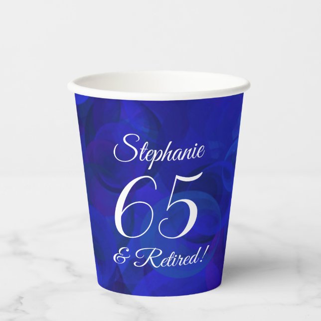 Royal Blue 65 und Party für Rentenersatz Pappbecher (Vorderseite)