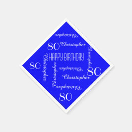 Royal Blue 80. Geburtstagspartei Wiederholungsname Serviette