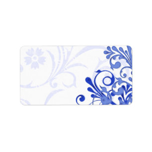 Royal Blue Abstrakt Floral Wedding Blank Address Adressaufkleber