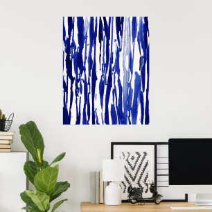 Royal Blue Abstrakt Stripes Poster