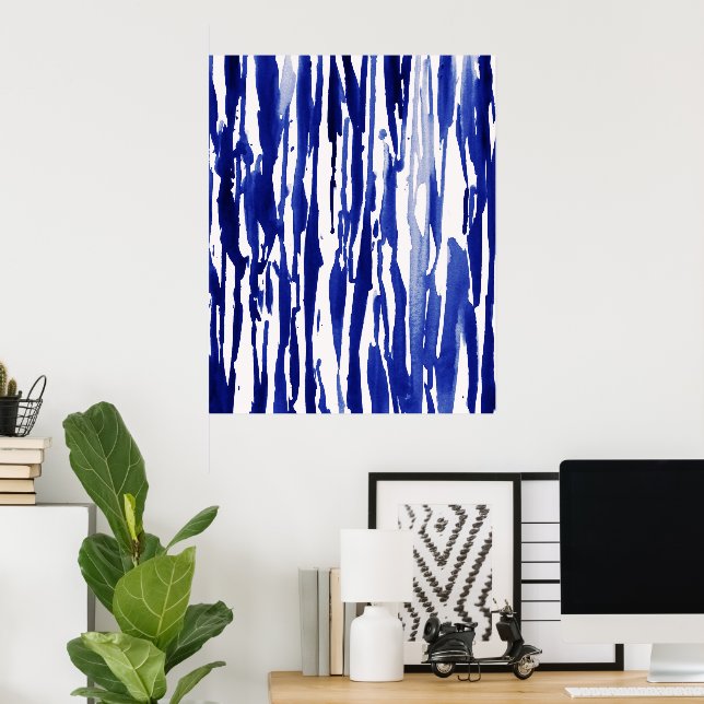 Royal Blue Abstrakt Stripes Poster (Heimbüro)
