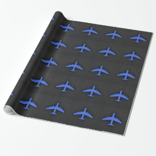 Royal Blue Airplane Geschenkpapier